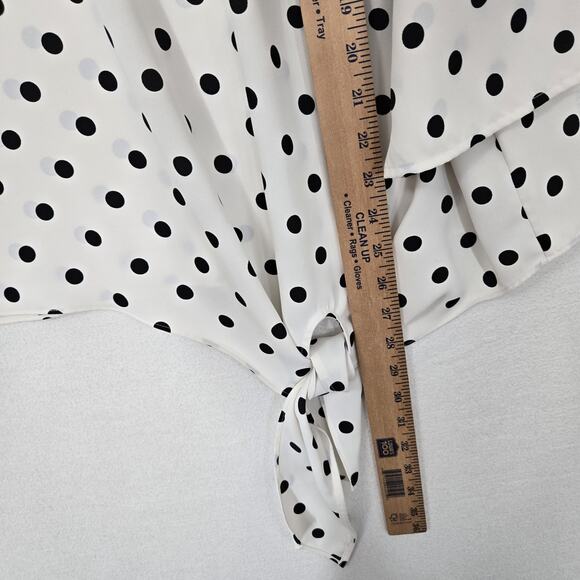 Talbots Side Tie Dot Print Top Sz 3X White Black Polka Dot 3/4 Sleeve READ - Picture 10 of 14